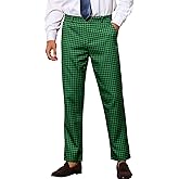 Lars Amadeus Houndstooth Pattern Pants for Men's Slim Fit Classic Business Plaid Dress Trousers
