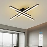 JAYMP 43.3" Modern Ceiling Light with Remote, Black Sputnik Ceiling Lamp, 64W Dimmable LED Lighting Fixture for Dining Room, Living Room, Kitchen Island (Black, 43.3x3.92inch)