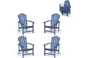 Mguio Stackable Adirondack Chairs Set of 4, Space Saving HDPE All-Weather Fire Pit Chair with Cover for Outdoor Lawn Porch Deck