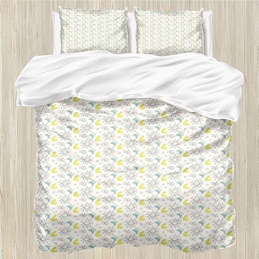 LanQiao - Funda de edredón de mediados de siglo moderno, tamaño Queen