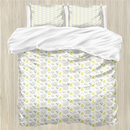 LanQiao - Funda de edredón de mediados de siglo moderno, tamaño Queen