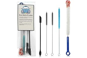 Blue Beetle Brushes | Multi-Use Glass Cleaner Kit - 5-Piece Brush & Scraper Set for Glass, Ceramic and Glass Pipe Cleaner