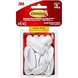 Command Small Designer Hooks, White, 8-Hooks, 16-Strips, Organize Damage-Free