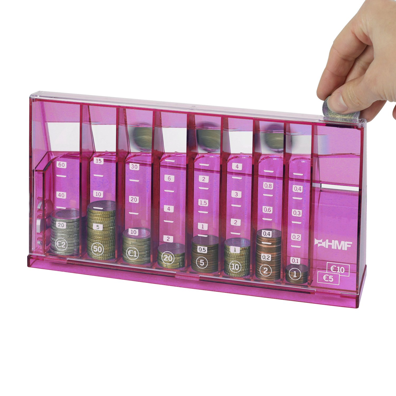 HMF 4710-15 EURO Coin Sorter Counter 24 x 5 x 12 cm, pink
