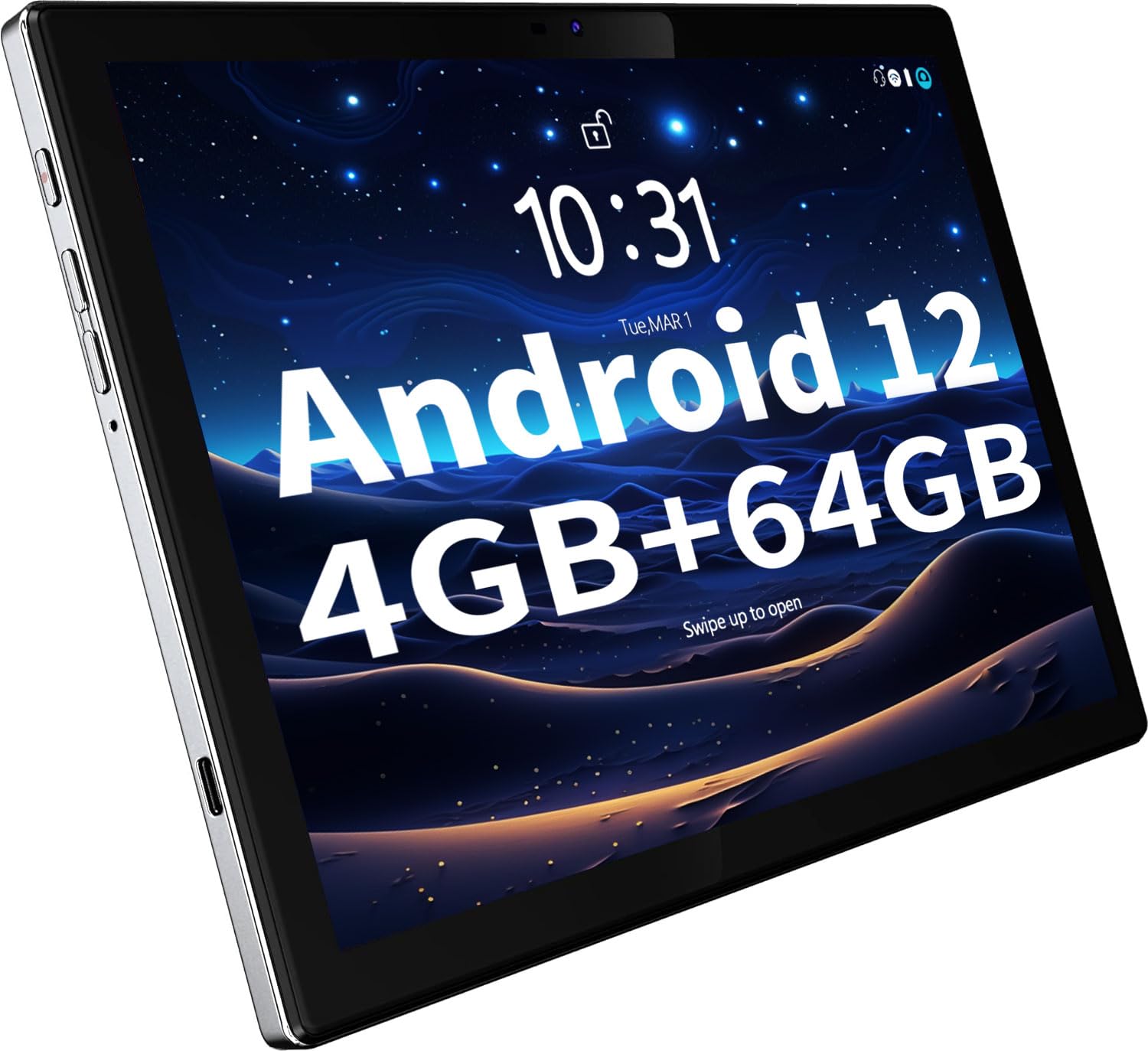 BYYBUO Tablet 10.1 inch Android Tablets, Octa-Core Processor, 1920x1200 IPS FHD Display, 4GB RAM 64GB ROM, 7000mAh Battery, 5.0MP+13.0MP Camera, 2.4G+5G WiFi, Bluetooth, GPS, FM (Metal Body)