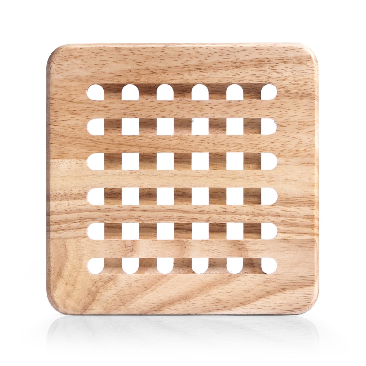 Zeller Square Coaster, Wood, Beige, 20 x 20 x 1.5 cm
