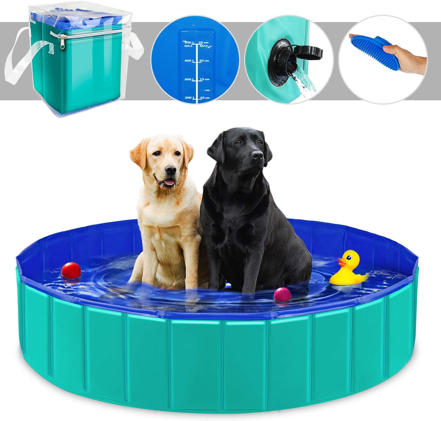 YAOBLUESEA Dog Paddling Pool, 160x30CM Doggy Swimming Pool Foldable Pet