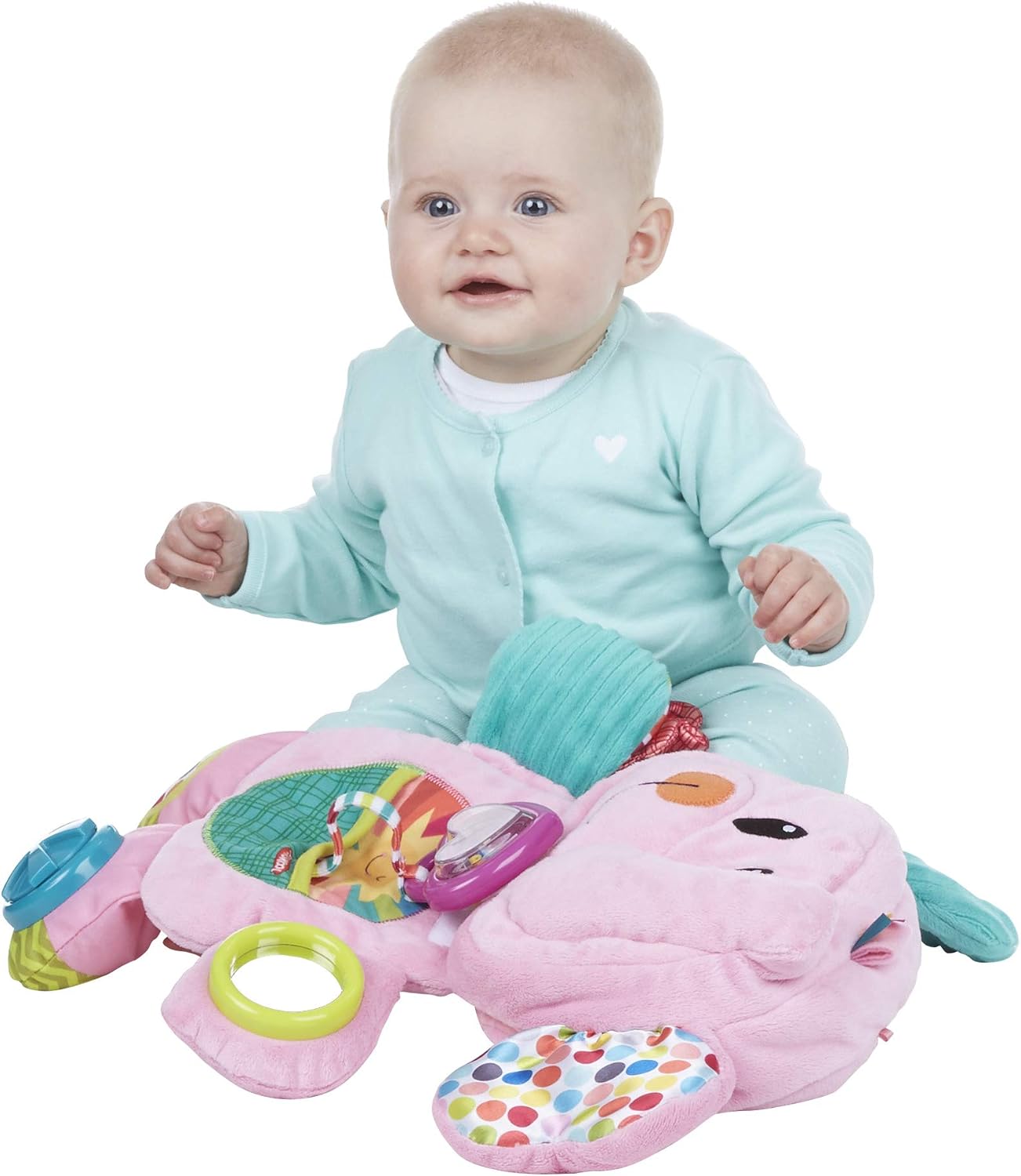 Playskool Fold 'n Go Elephant Stuffed Animal Tummy Time Toy for Babies 3 Months and Up, Pink Amazon Exclusive - Image 5