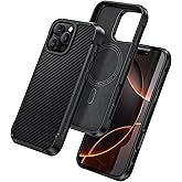 MAGIC JOHN for iPhone 16 Pro Phone Case 6.3", Carbon Fiber [Military-Grade Protection][Compatible with Magsafe] Precise Cutouts,Full-Wrap Shockproof Rubber Cushioning Case，Black