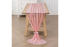 flohar 1Pack 10ft Chiffon Table Runner 29x120 Inch Sheer Romantic Table Runner for Wedding Birthday Party Bridal Shower Outdoor Decoration-Light Pink