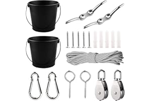 FUQUN Treehouse Accessories - Pulley with Bucket Cable, Kids Playhouse Accessories, Pirate Ship Accessories Outdoor, Playhouse Game, Bucket for Treehouse (2 Sets, Black)
