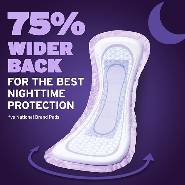 POISE OVERNIGHT INCONTINENCE & POSTPARTUM PADS FOR BLADDER LEAKS, 8 DROP EXTRA COVERAGE, 36 COUNT