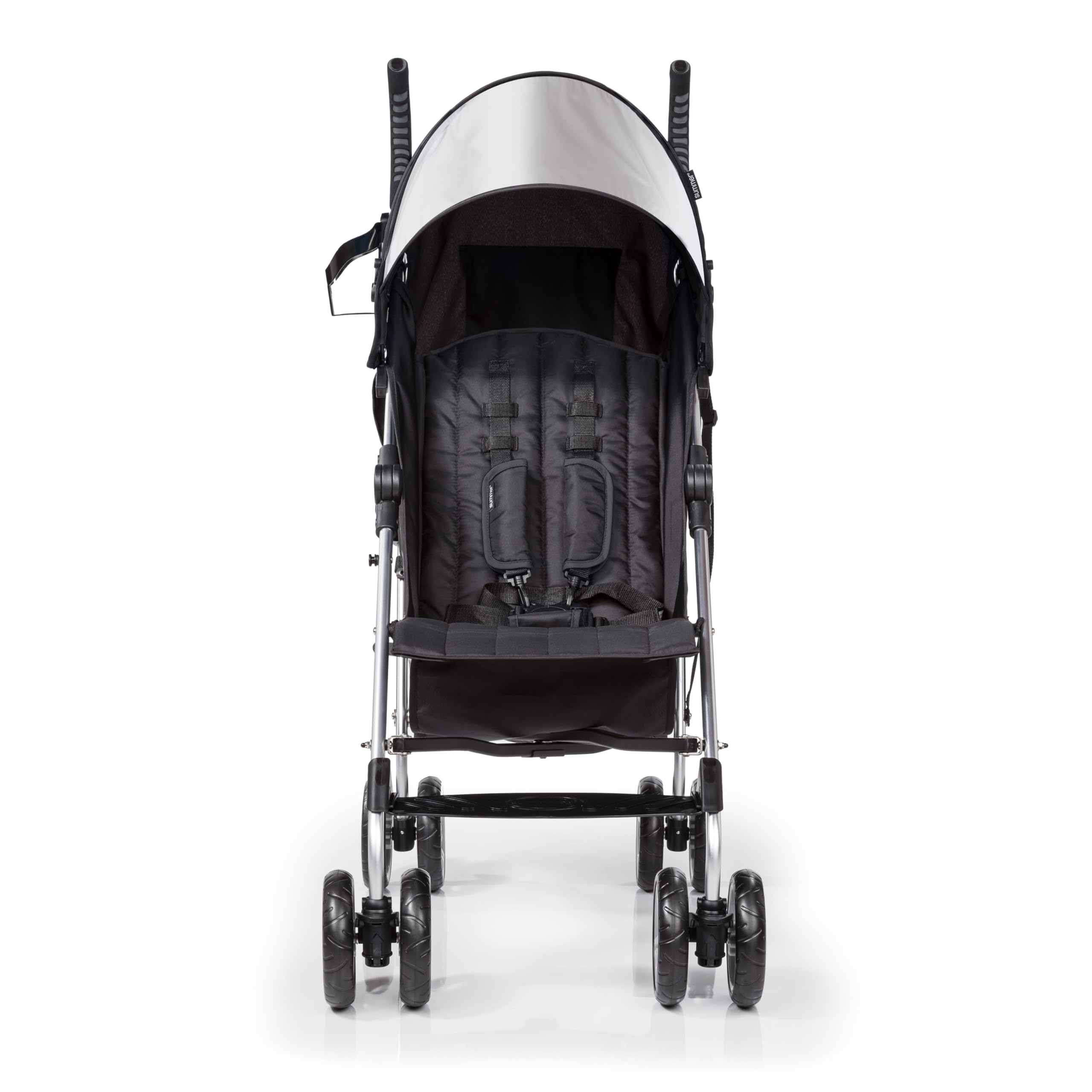 Bright Starts 3Dlite Convenience Stroller, Black - Lightweight Stroller, Large Seat Area, Mesh Siding, 4 Position Recline, Extra Large Storage Basket, Infant Stroller for Travel
