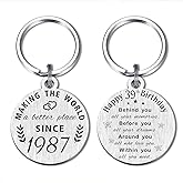 ABNTY 39th Birthday Gifts for Women Men, 39 Year Old Birthday Keychain, Born in 1987 Gifts, 1987 Birthday Decorations