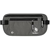 VENTURE 4TH Money Belt for Travel – Hidden Under-Clothes RFID Blocking Passport Holder & Slim Travel Wallet Pouch for Men & Women to Protect Cash, Cards & Documents (Gray)