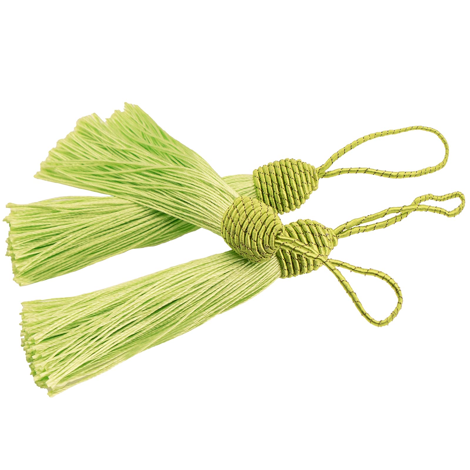 VAPKER Bookmark Tassels 20Pcs 15cm/6 Inch Light Green Tassels with Pineapple Head Sewing Tassels Silky Floss Mini Craft Tassels with Cord Loop for Keychain Earring Jewelry DIY Craft