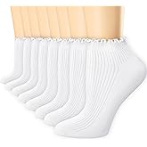 SEEKSOCK 8 Pairs Ruffle Socks for Women, Ankle Cute Frilly Cotton Casual Soft Breathable Knit Lettuce Socks