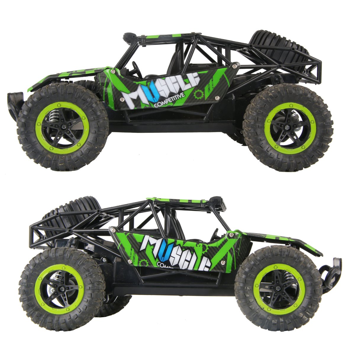 Hugine 1:16 25Km/h High Speed RC Car Off Road Vehicle 2.4G Racing Cars Monster Truck Dune Buggy Muscle 4 Wheel Independent Suspension Radio Control Cars For Kids Adults Hobby Toys (Green)