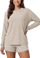 ODODOS Women's Long Sleeve Tee - Ultra Soft odSTRATUM Tech Performance Top UPF 50+ Crew Neck Oversized T-Shirts