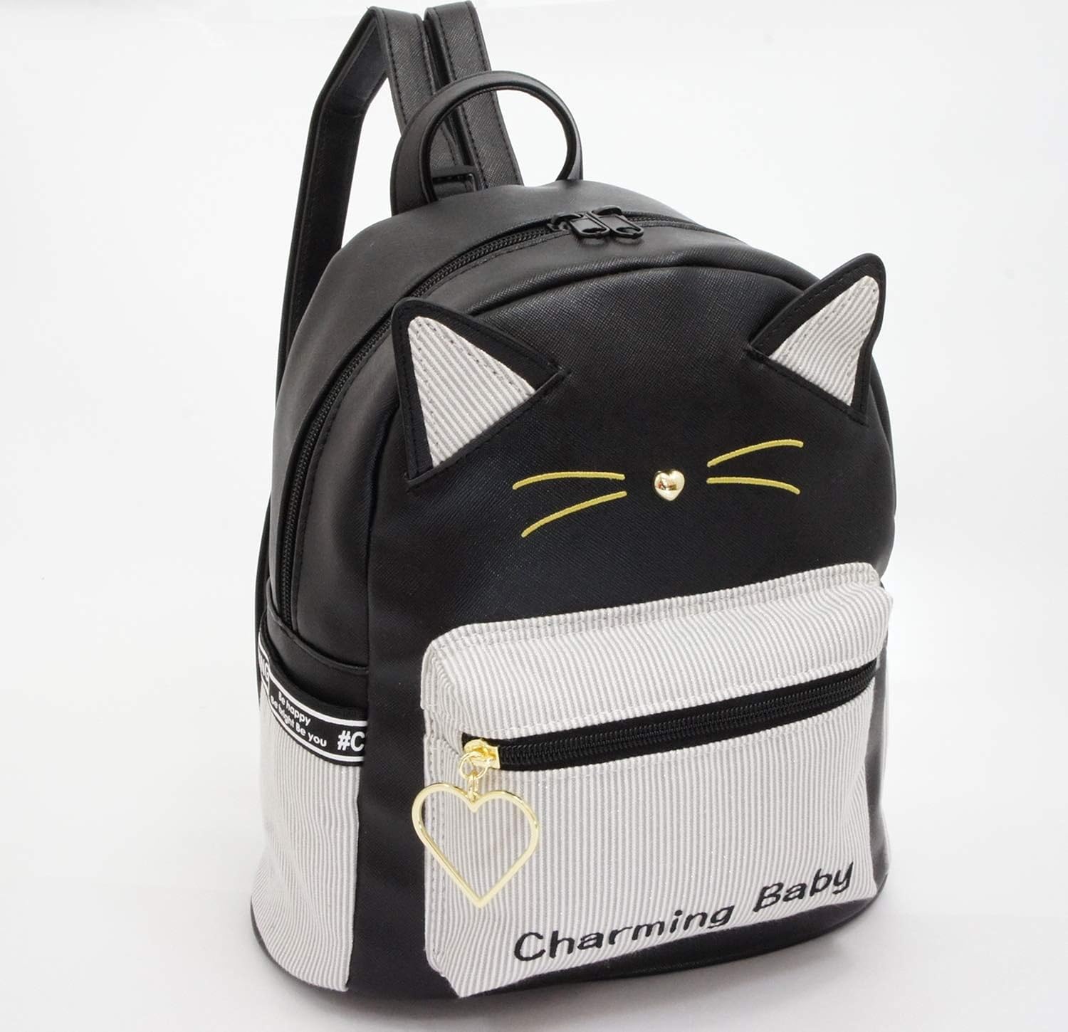 Amazon カノンコード 柄キャット ミニリュック リュック 小学生 女の子 黒 Mswls613 ストライプ リュックサック