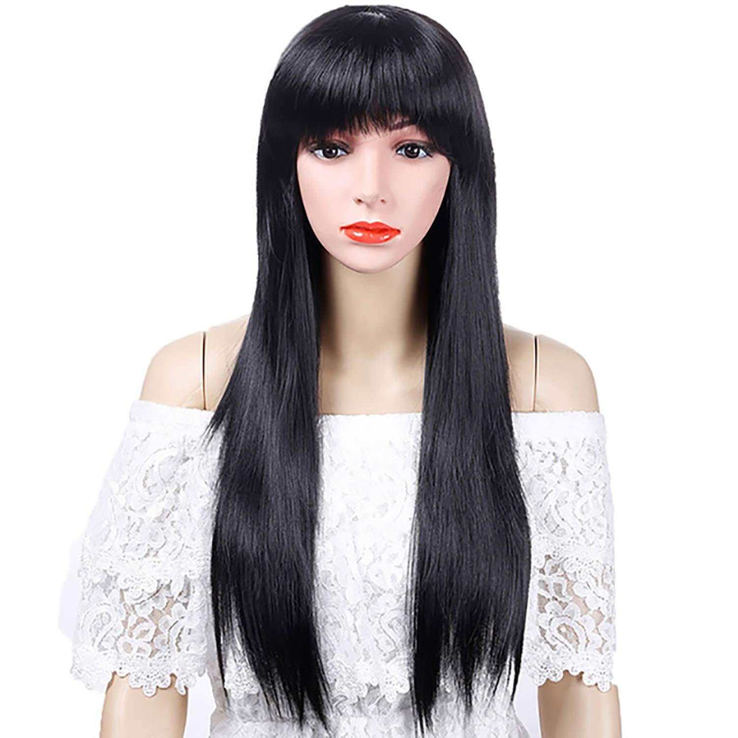 Amazon Com Long Straight Hair Bangs Black Brown Wigs For Women