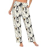 PrelerDIY Women Comfy Pajama Pants Stretch Sleepwear Lounge Pants With Pockets & Drawstring