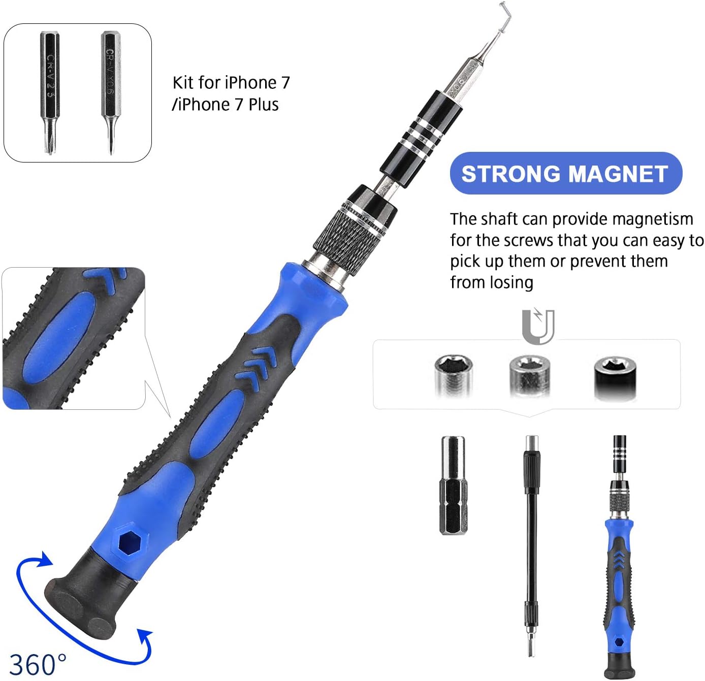 Hautton Precision Screwdriver Set, 60 in 1 with 56 bits Magnetic Screwdriver Kit, Stainless Steel Professional Repair Tools Kit for Phone, Laptop, PC, Camera, Game Console, Glasses, and More –Blue: Home Improvement