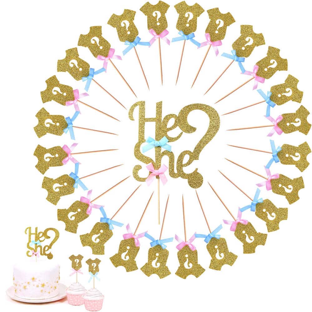 Baby Show Cup Cake Toppers Gender Reveal Party Supplies Baby Shower