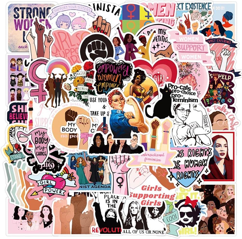 Feminist Stickers | Feminism Waterproof Vinyl Decals for Water Bottles Laptop Luggage Cup Computer Mobile Phone Skateboard Guitar Decor（50 Pcs ）