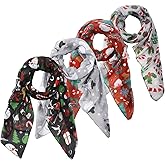 Eurzom 4 Pcs Christmas Scarf for Women Holiday Festival Scarves Winter Snowman Soft Lightweight Elegant Christmas Women Girls Gift