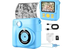 WEEFUN Kids Camera Instant Print, Safe Toddler Camera, HD Digital Cameras 16X Digital Zoom & 32G SD Card, 2.4‘’ Screen Instant Print Cameras for Kids, 4 5 6 7 8 9 10 Year Old Girl & Boy Birthday Gifts, Blue