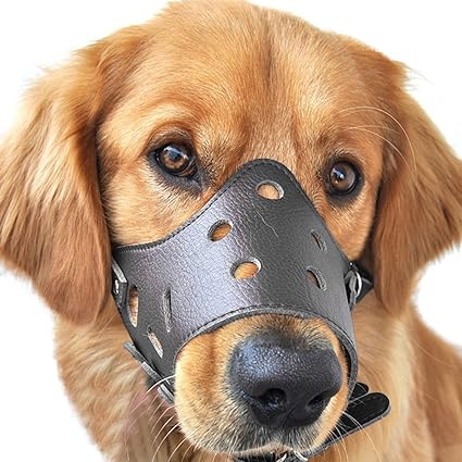 ubest Hund Einstellbar Leder Maulkorb, Muzzle für meistens Hunde, Größe S bis XXL, 2 Farben