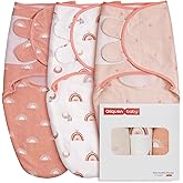 GLLQUEN BABY 3-Pack Organic Baby Swaddle Sleep Sacks for Newborn - Baby Swaddles 0-3 Months, Newborn Swaddling Sack, Rainbow & Sun, Infant Swaddle Blanket Wrap (Small/Medium)