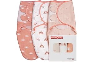 GLLQUEN BABY Lot de 3 gigoteuses d'emmaillotage bio pour nouveau-né – Langes pour bébé de 0 à 3 mois, sac à emmailloter, arc-
