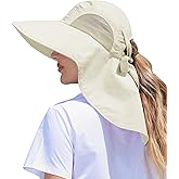 SENWAI Womens Sun Hat Outdoor UV Protection Wide Brim Fishing Hat with Ponytail Hole Neck Flap for Beach Hiking Camping