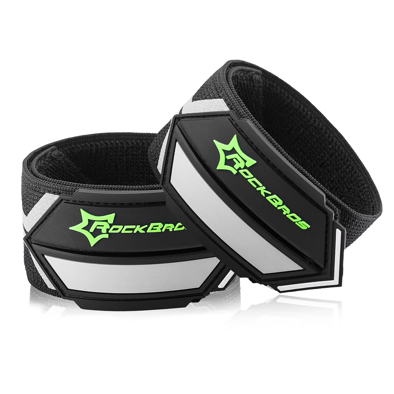 ROCKBROS Trouser Strap Bike Reflective Straps Ankle Blousing Garters Armbands/Ankle Straps with Hook & Loop for Cycling, Motorcycling, Walking, Running Silver