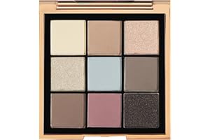MYSTER ROSEY Metals Print Nine Colors Nude Champagne Blue Pink Dark Brown Eyeshadow Palette, 9 Pigmented Matte & Shimmer Shades, Blendable Powder