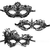 TFTSR Masquerade Masks for Women & Men - Mardi Gras & Venetian Dress Masks in Black & Gold Lace
