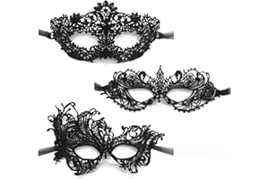 TFTSR Masquerade Masks for Women & Men - Mardi Gras & Venetian Dress Masks in Black & Gold Lace