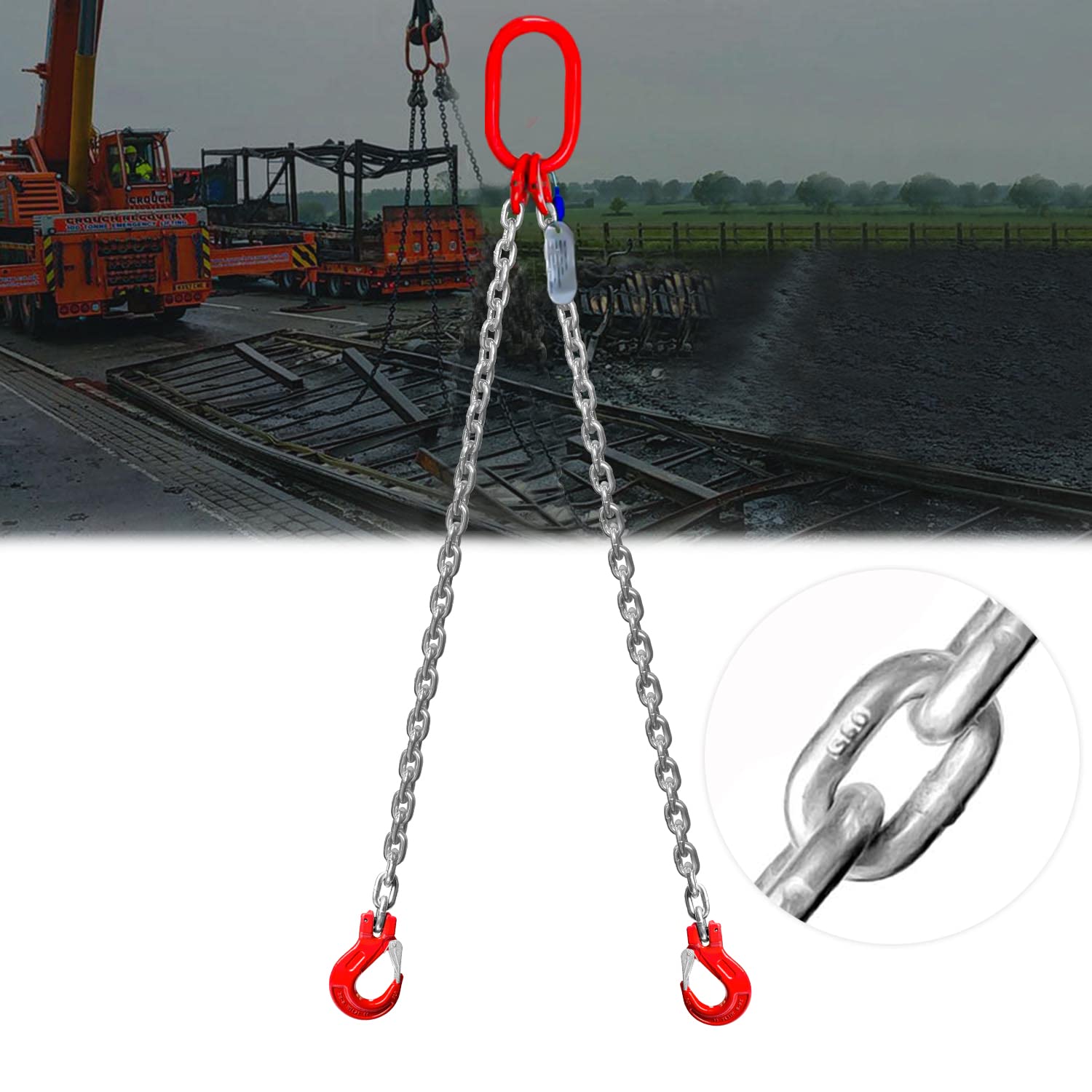 FITHOIST 5/16'' x 5 Ft Double Leg Chain Sling with