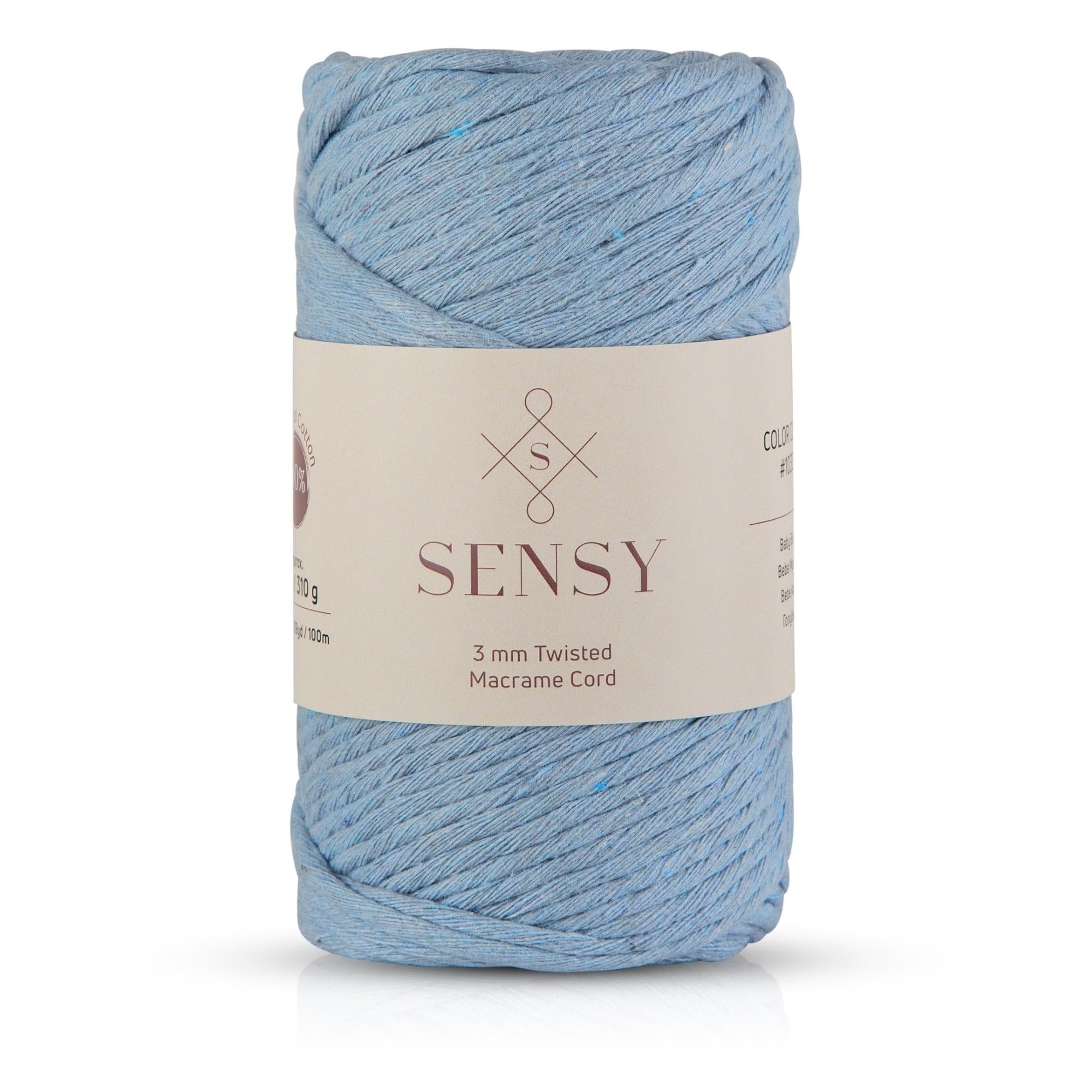 Photo 1 of Sensy Premium Macrame Cord 3mm 109 Yards, 100% Cotton, Single Strand Twisted, Macrame Rope, Macrame String Cotton Yarn, Macrame Yarn (Baby Blue)