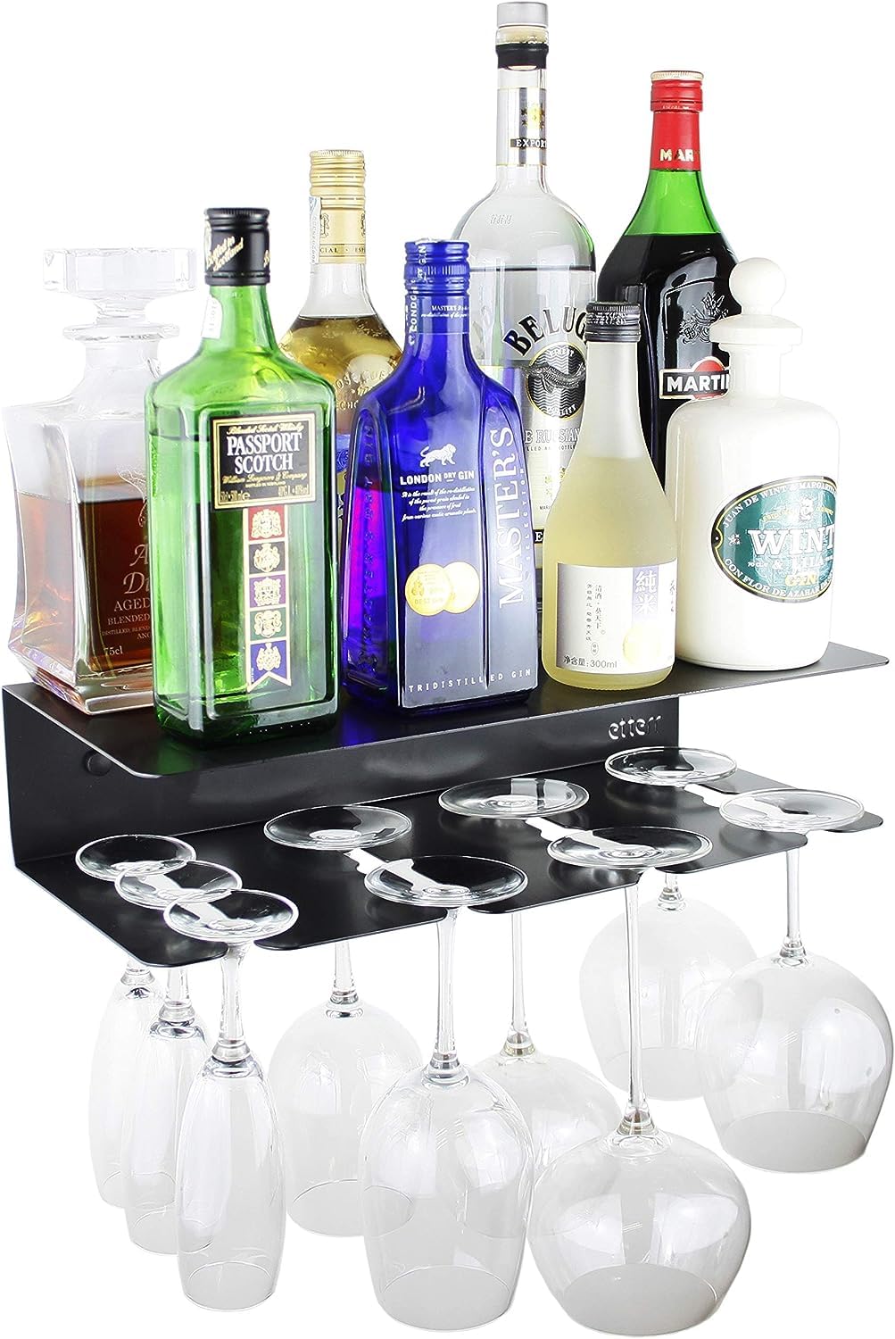 etterr Bar Cabinet Wall shelf for glasses and bottles. Manufactured in Spain. Black.