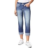 WallFlower Womens Luscious Curvy 23.5" Crop Mid-Rise Bling Insta Stretch Juniors (Standard and Plus)