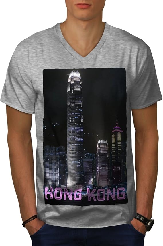 Amazon Wellcoda 香港 香港 夜 ファッション 男性用 S 2xl リンガーtシャツ Tシャツ カットソー 通販