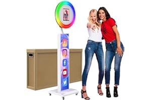 JIYANG Photo Booth with Software APP Control,Portable Photo Booth Machine Compatible with Ipad 12.9in 11in 10.9in 10.2in,Music Sync,Free Custom Logo,Honeycomb Case,for Parties,Wedding(Light Box White)