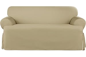 SureFit Heavyweight Cotton Duck One Piece Loveseat Slipcover - Khaki