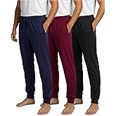 Real Essentials 3 Pack: Men's Ultra Soft Cotton Pajama Pants - Sleep Lounge PJ Joggers with Pockets (Available in Big & Tall)