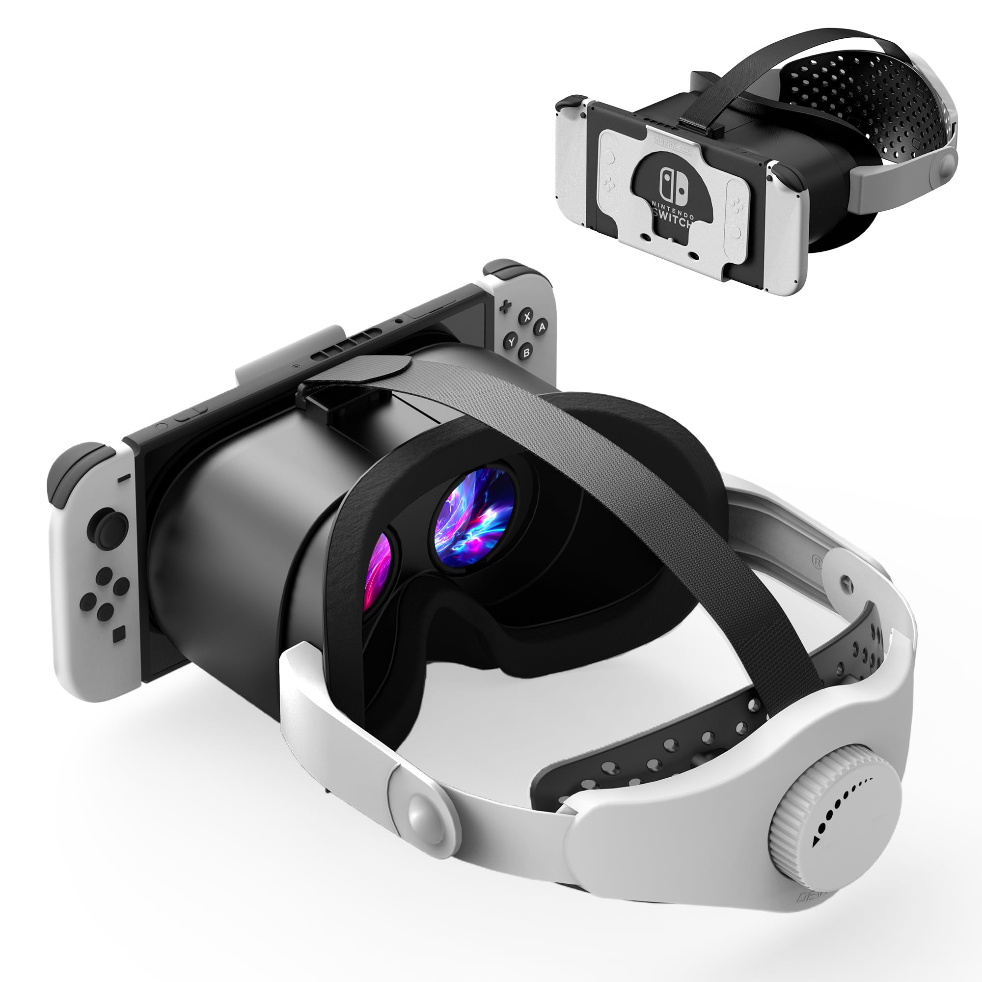 Aufgewertet VR Brille für Nintendo Switch/Switch OLED Modell, 3D Virtual Reality Headset Spiele Zubehör mit Anpassbaren HD-Gläsern und Elite Strap, Switch VR Labo Goggles Brille