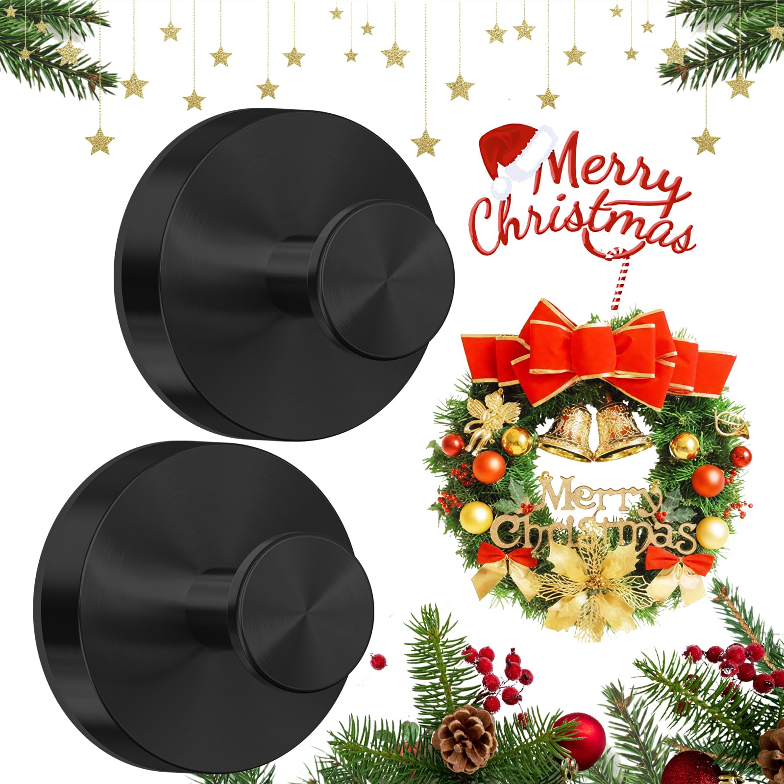 Photo 1 of MOTAIPEAK Suction Cup Hooks,No Drill Shower Hooks for Inside Shower,Heavy Duty Towel Hooks for Wall,Bathroom,Kitchen,Glass,Mirror,Tile to Hang Towels,Loofah-Black(2 Pack)