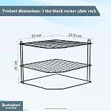 Buckingham 3 Tier Corner Plate Rack Black 23 cm Storage Organiser view 2